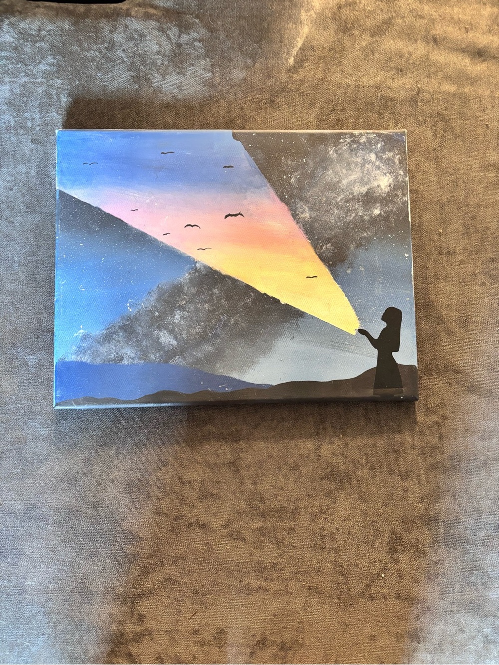Self-Portrait Twilight Beam Painting - Blue, Yellow, Pink